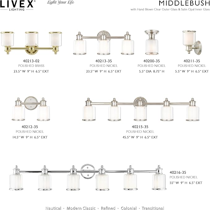 Livex Lighting 40200-35 Restoration One Light Ceiling Mount from Middlebush Collection in Polished Nickel Finish