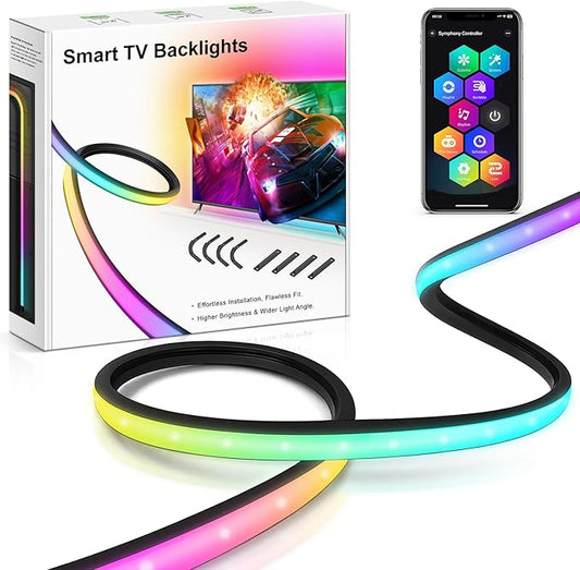 Smart TV LED Backlight, Flowing Color Changing Light Strip,12.4ft TV Lights Behind 45-60in Monitor, Works with Alexa and Google, Music Sync, WiFi and App Control, LED Lights for Gaming Room Decor
