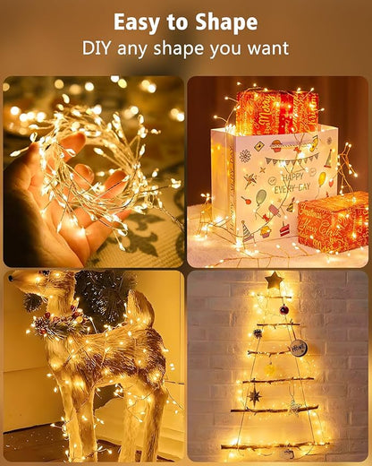 echosari Fairy Lights Plug in, 10Ft 120 LED Cluster Lights with Remote APP Control, Color Changing Firecracker String Lights with Timer Music & Mic Sync for Christmas Holiday Party Decor