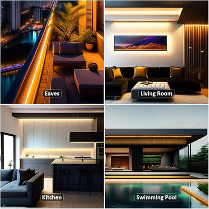 NOVOSTELLA 20ft Waterproof Tunable White LED Strip Lights, Dimmable Flexible Rope Light 3000K-6500K 12V Tape Light with Remote, Ribbon for Outdoor and Indoor Bedroom Home Mirror Kitchen Bar Cabinet