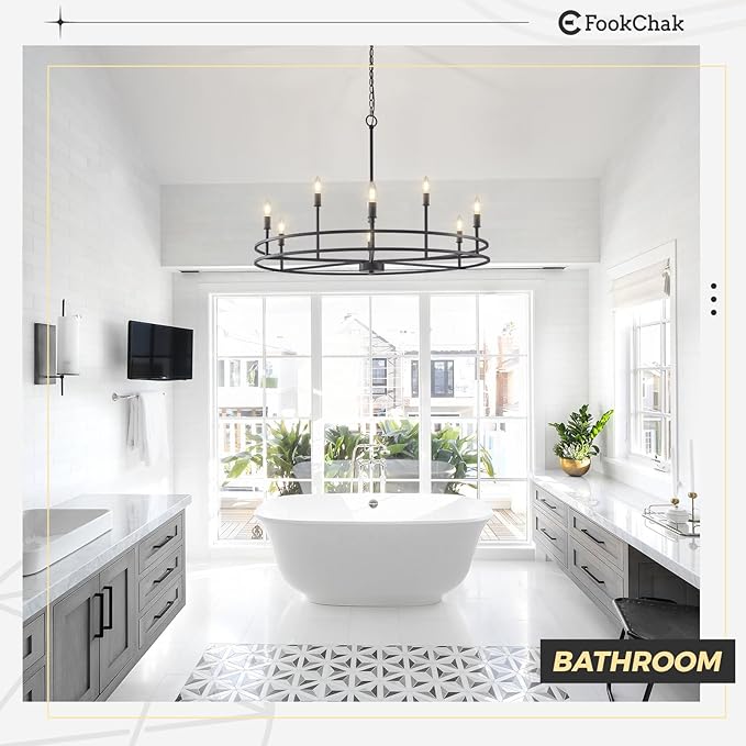 Black Chandeliers Light Fxiture, Modern Round Chandelier 9-Light Metal Candle Chandeliers Dining Room Chandelier Over Table Master Bedroom Chandelier Lighting for Living Room Foyer 35in