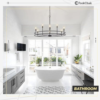 Black Chandeliers Light Fxiture, Modern Round Chandelier 9-Light Metal Candle Chandeliers Dining Room Chandelier Over Table Master Bedroom Chandelier Lighting for Living Room Foyer 35in