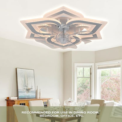 Ceiling Fan with Lights Low Profile Ceiling Fan with Lights Dimmable LED Fandelier 6 Speeds 3 Color White Fan for Bedroom Kids Room Living Room