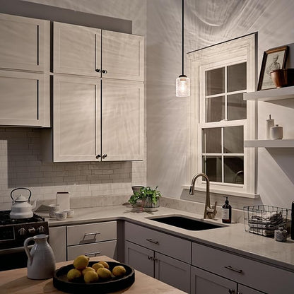 Kichler Winslow 7.5" Mini Kitchen Pendant with Clear Seeded Glass in Olde Bronze®, (7.5" H x 4.25" W), 44032OZ