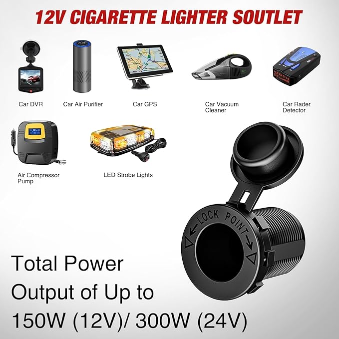 Nilight 4 in 1 Outlet Socket Panel 12V DC 4.8A Dual USB 12 Volt Cigarette Lighter LED Voltmeter ON Off Rocker Toggle Switch for Marine Boat Truck Car