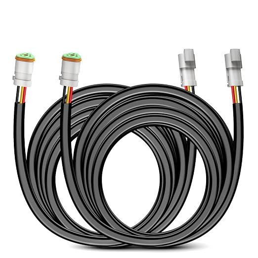 Nilight 2 PCS 16 AWG 10 Feet 3 Pin DT Connector Wiring Harness Extension Kit Plug and Play for Dual Mode Off Road LED Pod Lights Bar DRL Driving Auxiliary Reverse Boat Light