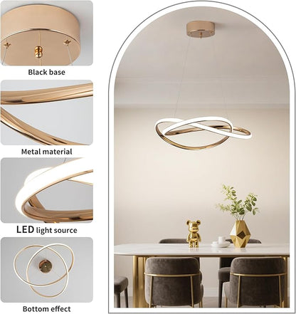 Modern Chandelier Dimmable Pendant Light Fixture,5CCT/2700K/3000K/3500K/4000K/5000K,Adjustable Modern LED Chandeliers for Dining Room Kitchen Entryway Living Room Bedroom (Gold-5CCT, 20 Inches)
