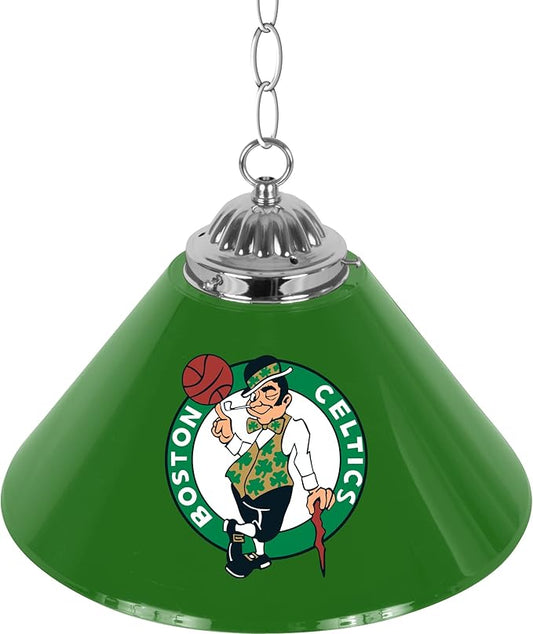 Trademark Global Pendant Light - Boston Celtics Logo 14-Inch Single Hanging Lamp with Pull Chain for Bar, Garage, or Man Cave Accessories