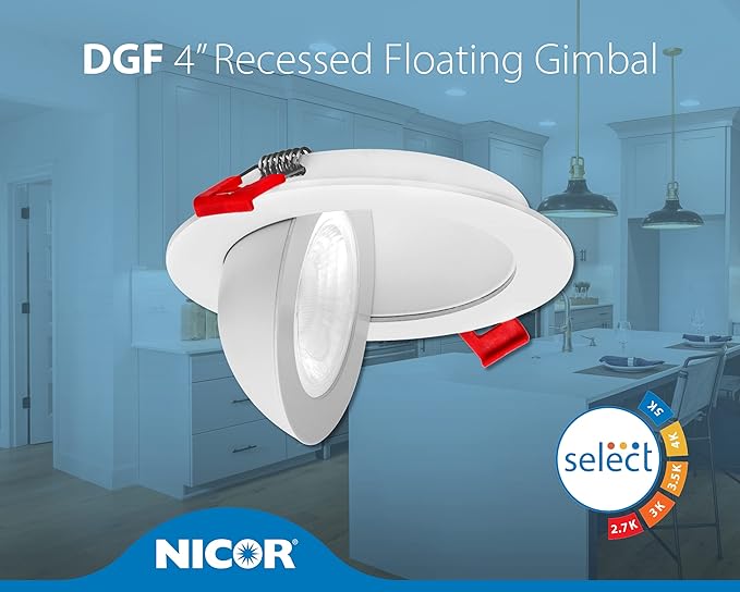 DGF 4-inch White Selectable Canless Floating Gimbal LED Recessed Downlight (DGF43120SRDWH)