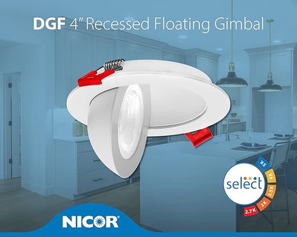 DGF 4-inch White Selectable Canless Floating Gimbal LED Recessed Downlight (DGF43120SRDWH)