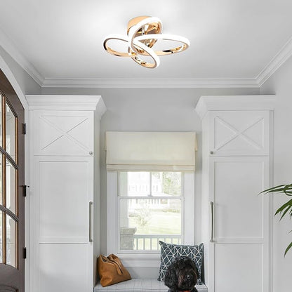 CANEOE Modern Hallway Light Fixtures, 6000K Modern Led Ceiling Light for Hallway, Small Close to Ceiling Lamp for Hallway Corridor Closet Bedroom Bathroom Kitchen Stair Curved Design Ceiling Lights
