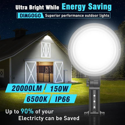 150W LED Barn Light, 20000LM Dusk to Dawn Outdoor Yard Light with Photocell, IP66 Waterproof, 1200W MH/HPS Equivalent, Aluminum Housing Outside Security Flood Lighting for Garage Farmhouse