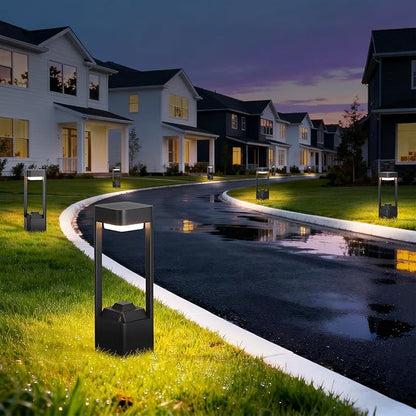 Outdoor Path Lighting Fixture 23.62In Outdoor Landscape Pathway Light Black Aluminum Modern Lawn Floor Light With 3000K LED Bollard Lighting Outside Housing Waterproof Post Lantern For Patio Entrance