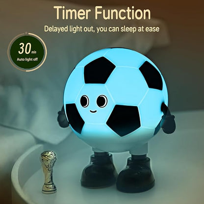 Soccer Night Light, 7 Colors Dimmable Bedside Lamp, Touch Control Night Lamp with Timer for Kids Adults, Used for Camping Party Room Decor (Soccer)