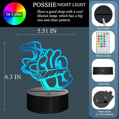 Cool 3D Night Light, 3D Illusion Lamp with 16 Colors Changing, Timer, 4 Flash Modes and Dimmable, Kids Boys Girls Room Decoration, Holiday Xmas Gifts