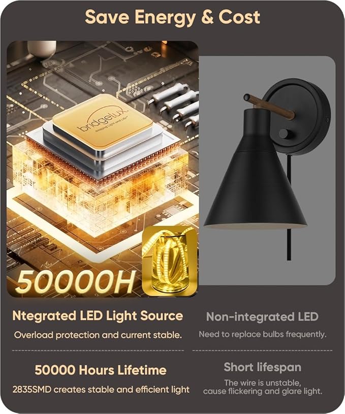 Tipace Hardwired Black Dimmable Modern LED Wall Sconce 2 Packs 3000K 3500K 4000K 5000K 6000K Indoor Wall Lights Up and Down Wall Mount Light for Living Room Bedroom Hallway Corridor(5CCT)