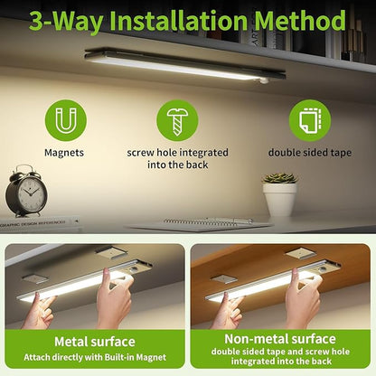 LUCK AROUND 4 Pack Under Cabinet Lighting, Rechargeable Motion Sensor Light Indoor