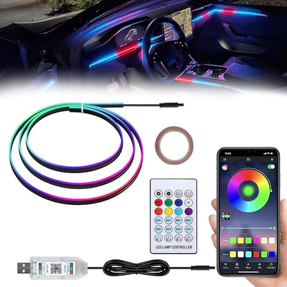 Acrylic LED Lights for Car, 43.3in RGB Strip Light Car LED Lights Interior with USB Port, App Control, Music Sync, 146 LEDs Interior Ca r Lights for Women Men Gifts