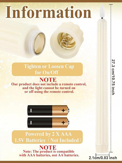 Treela 24 Pcs Flameless Taper Candles Battery Operated Bulk Fake Candles Light LED Candle Sticks Flickering Tapered for Easter Wedding Anniversary Decoration(Roman Column,11 Inch,Ivory)