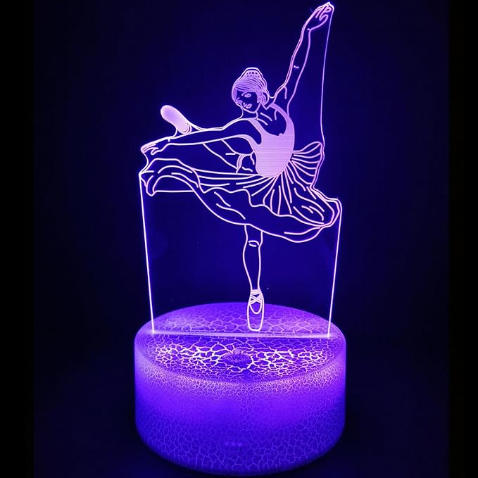 3D Ballerina Night Light, Illusion Table Lamp with 16 Colors Remote Control Touch Lamp LED USB Night Light Desk Lamps Room Decorations Home Decor Holiday Gifts Birthday Gifts
