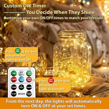 HXWEIYE 6 Pack Rechargeable Fairy Lights Battery Operated with Remote & DIY Timer, 7ft 20LED Mini Twinkle String Light for Mason Jar DIY Wedding Table Centerpieces Party Bedroom Christmas (Warm White)