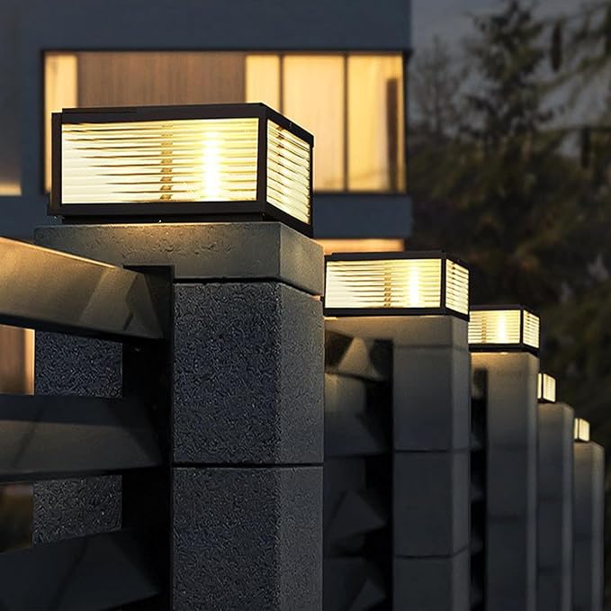 Outdoor Post Light 10X10 in, Column Light,Wired Lantern Column Lamp 110-240V(12-36V Replace Bulb),Garden Light,IP54 Waterproof, Base E26,LED Post lamp,Fence Post caps