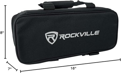 Rockville 4 PACK MINI RF1 V2 Black RGBWA+UV Battery-Powered Wash Lights with RF Remotes, Wireless DMX, Travel Bag, Perfect for DJs & Events