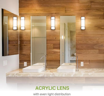 ASD LED 18" Vanity Flush Mount Light Fixture, Linear Bathroom Lighting Bar | 3CCT, Dimmable, Energy Star, ETL Listed | 20W 1650LM 3000-5000K 120V | Long Bath Wall Sconce Over Mirror | Black, 4 Pack