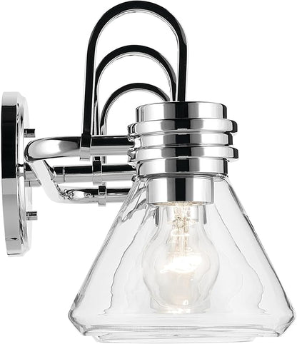 Kichler Farum 26" 3-Light Bathroom Vanity Light Fixture with Clear Glass in Chrome, Modern Wall Mount Over Mirror for Single or Double Vanity (26" W x 9.5" H), 55155CHCLR