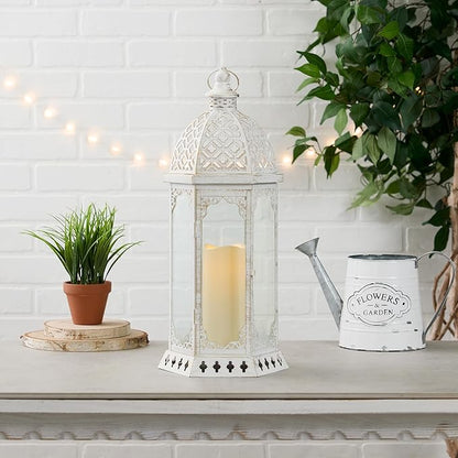 Zingz & Thingz Fancy Antique Style Candle Lantern Holder, Decorative Light Home Decor, 19.75" Tall, Graceful Lantern