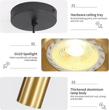 2 Pack Modern Black and Gold LED Pendant Lights, Minimalist Linear Hanging Light, 3 Color 2700K/4500K/6500K, Ceiling Mount Pendant Lamp for Kitchen Island, Dining Room, Bedroom, Bar, Cafe
