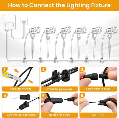 Low Voltage Landscape Lighting Kit, 6W Landscape Lights with Transformer 66FT UL-Listed Wire & Connectors, 3000K Waterproof Outdoor Spotlight Lights for Yard House Tree 12V-24V 8Pack