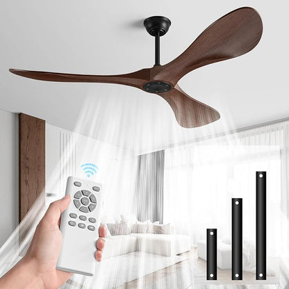 52 in Ceiling Fan of 6400+CFM High Airflow with Remote Control,Ceiling Fan without light for Indoor/Outdoor Patios.6 Speed Noiseless Reversible DC Motor,Easy to Install with Timer for Living Room