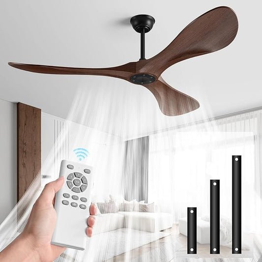 52 in Ceiling Fan of 6400+CFM High Airflow with Remote Control,Ceiling Fan without light for Indoor/Outdoor Patios.6 Speed Noiseless Reversible DC Motor,Easy to Install with Timer for Living Room