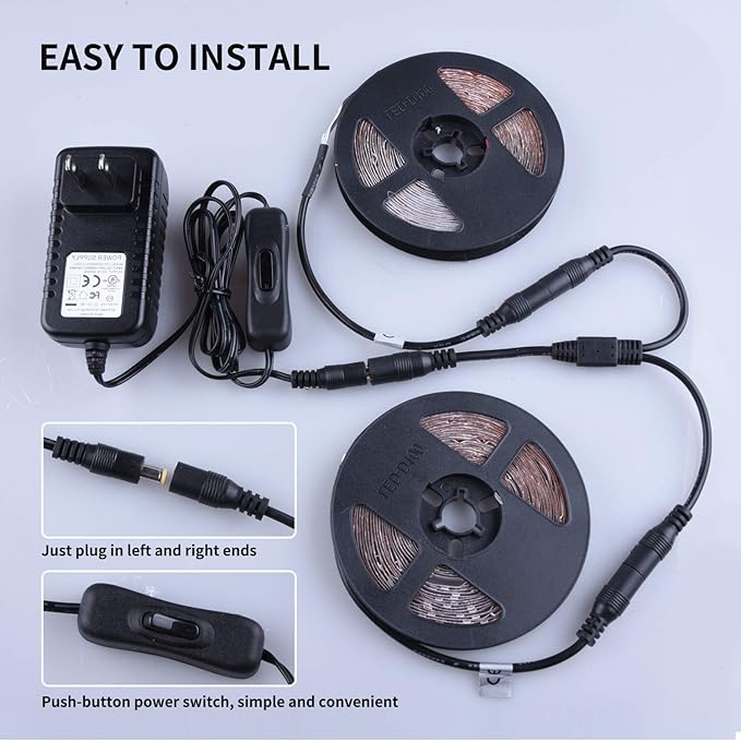 Ontesik Black Light Strip, 40ft/12m Flexible UV Black Light with LED kit, 720lamp Beads, 12V UV Light, Indoor Dance, Bedroom Decoration，Stage, Birthday, Wedding, Dark Party,not Waterproof