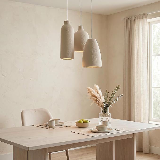 JAYMP Wabi Sabi Pendant Light for Dining Room Kitchen Island Light Hallway Restaurant Hanging Lamp E26 Base Japanese Style Wine Bottle Shape Lighting Fixture, 1 Pack (Light Brown,B Shape, D18×H50cm)