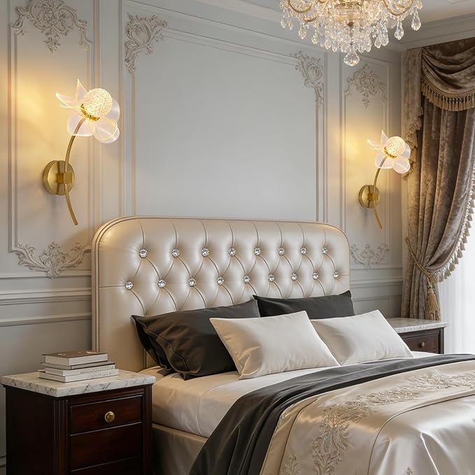Modern LED Wall Lights for Bedroom, Hardwired Indoor Gold Wall Sconces with 3 Color Adjustable, Wall Lamps for Living Room, Bathroom, Mirror, Hallways, Wall Mounted Lamp with 3000K-6000K