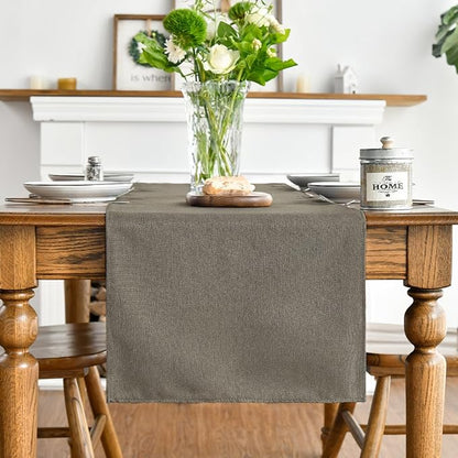 Artoid Mode Coffee Brown Table Runner, Seasonal Fall Washable Kitchen Dining Table Decoration for Home Party Decor 13x108 Inch