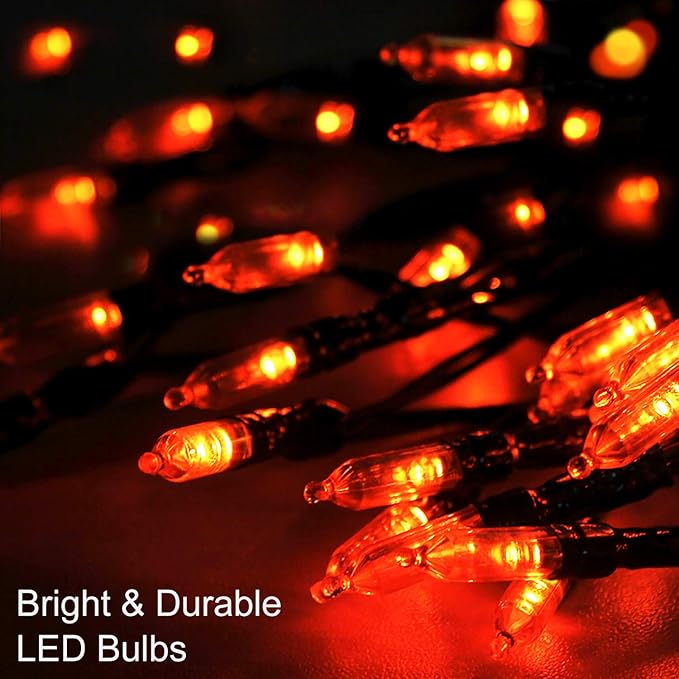MAGOTAN Christmas Lights Outdoor Battery Operated - 50 LED String Lights with Timer for Halloween Christmas Tree Wreath Party Home Garden Indoor Outdoor Decor, Waterproof, Orange