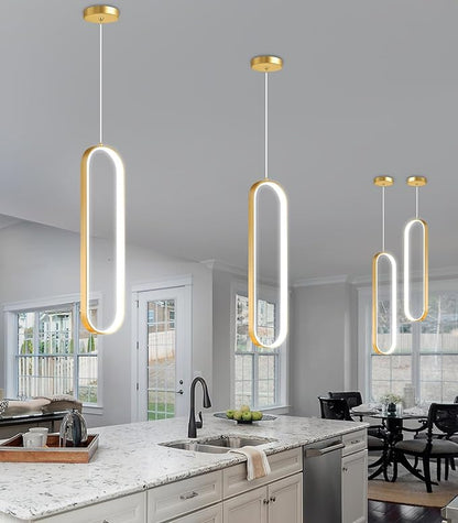 Ring Chandelier Modern LED Dimmable Pendant Lighting Adjust Ceiling Light for Kitchen Island Foyer Lobby Living Room Staircaes Gold