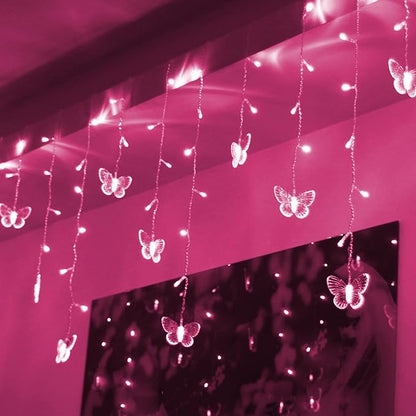 Butterfly Curtain Lights, 4.9ft 48 LED USB Window Fairy Lights 10 Butterflies 8 Modes Firefly Twinkle Timer String Lights with Remote for Room Bedroom Wall Ceiling Party Wedding Christmas