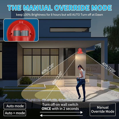 LONEDRUID Motion Sensor Outdoor LED Wall Sconce Dusk to Dawn Exterior Barn Lighting Fixtures Red Outside Porch Light Waterproof Farmhouse Wall Mount Lamp for House Garage Entryway