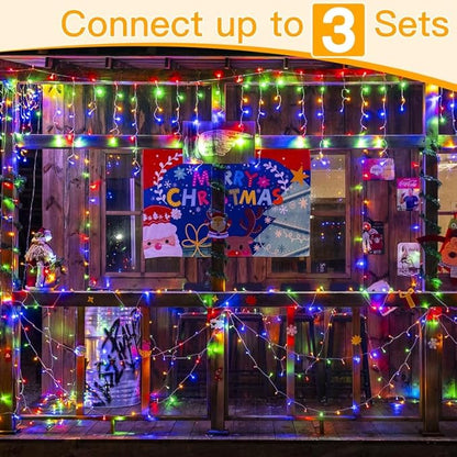 Ollny Icicle Lights for Outside 504LED 41FT, Multicolor Christmas Light with Remote 8Modes Timers Waterproof, Plug in Connectable Hanging Lights for Outdoor Indoor House Roof Holiday