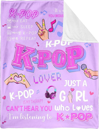 Kpop Gifts Blanket for Teen Girls - Kpop Merch, K pop Gifts for Girls Women Fans K-Pop Lover, K Pop Birthday Decorations for BFF Girls, Christmas Birthday Graduation Kpop Blankets for Girls 60''x50''