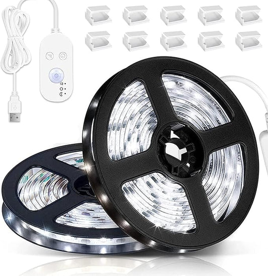 LED Light Strip Motion Sensor, USB Powered, Waterproof Rope Lights 6000K, Day and Night Modes Dimming, Indoor/Outdoor Use, Adhesive Tape 16.4ft