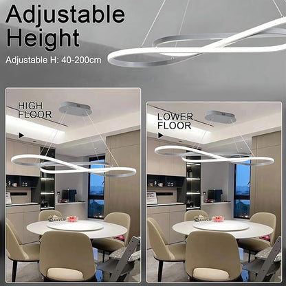 Dimmable Modern LED Chandelier Contemporary Led Pendant Light Fixture Color Temperature 3000K-4000K-5000K Creative Design Kitchen Chandelier Light Fixture Adjustable Hanging Lamp