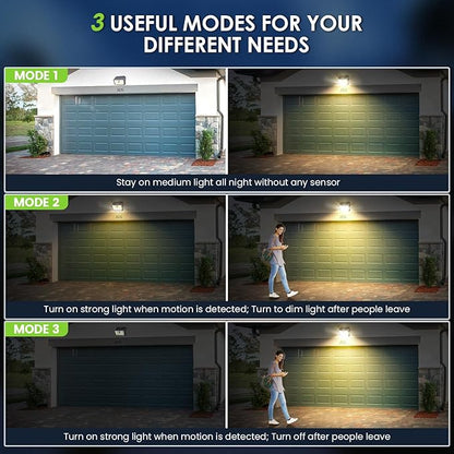 [12 Packs] Solar Motion Lights Outdoor, Ultra Bright Solar Fence Lights with Motion Sensor, IP65 Waterproof Security Light 3 Modes, 270° Lighting Angle, Wall Lights for Deck Patio Fence Garage Door