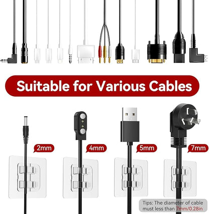 Hooks for Outdoor String Lights, 80 Pack Heavy Duty Cable Clips, Damage Free Cord Clips, Waterproof and UV-Resistant, Clear Self-Adhesive Hooks for Hanging Christmas Lights Outdoor and Patio Decor