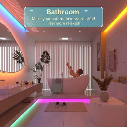 PAUTIX RGB COB LED Strip Light IP65 Waterproof,UL Listed 24V Color Changing Flexible Tape Lights 16.4ft/5m Multicolor,for TV,Bedroom,Bathroom,Party DIY Decoration(Adapter&Controller Not Included)