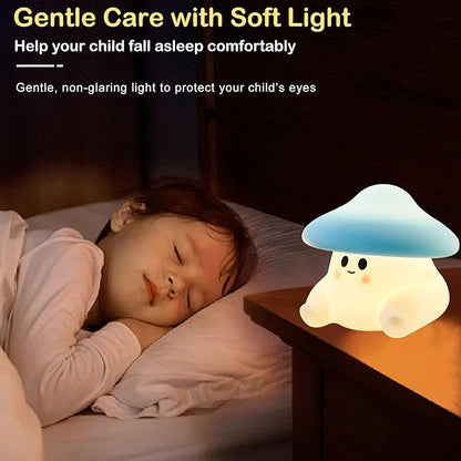 Mushroom Night Light for Kids, Cute Ghost Mushroom Lamp Silicone Baby Nursery Night Lamp, Dimmable Squishy Touch Bedside Lamps, Adorable Rechargeable Animal Lamps Gifts Kawaii Room Decor Girls Boys